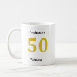 Fabulous 50th Birthday Gold Glitter Monogram Name Coffee Mug<br><div class="desc">Printed with pretty and simple gold glitter design for 50th birthday celebrations!</div>