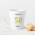 Fabulous 50th Birthday Gold Glitter Monogram Name Latte Mug<br><div class="desc">Printed with pretty and simple gold glitter design for 50th birthday celebrations!</div>