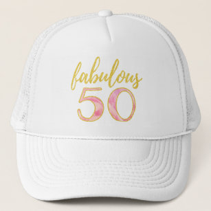 Fabulous 50th Birthday Pink Gold Trucker Hat
