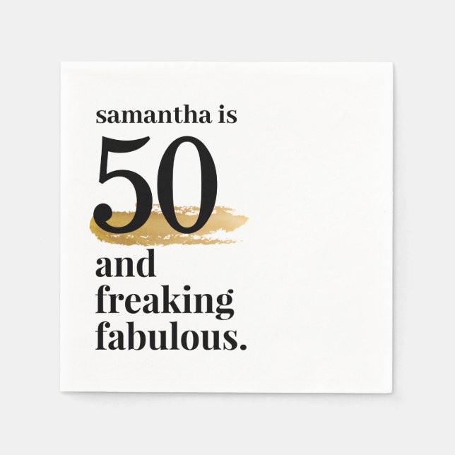 Fabulous 50th Personalized Funny Birthday Napkin (Front)