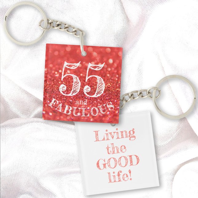 Fabulous 55 Birthday Coral Glitter Double Sided (Créateur téléchargé)