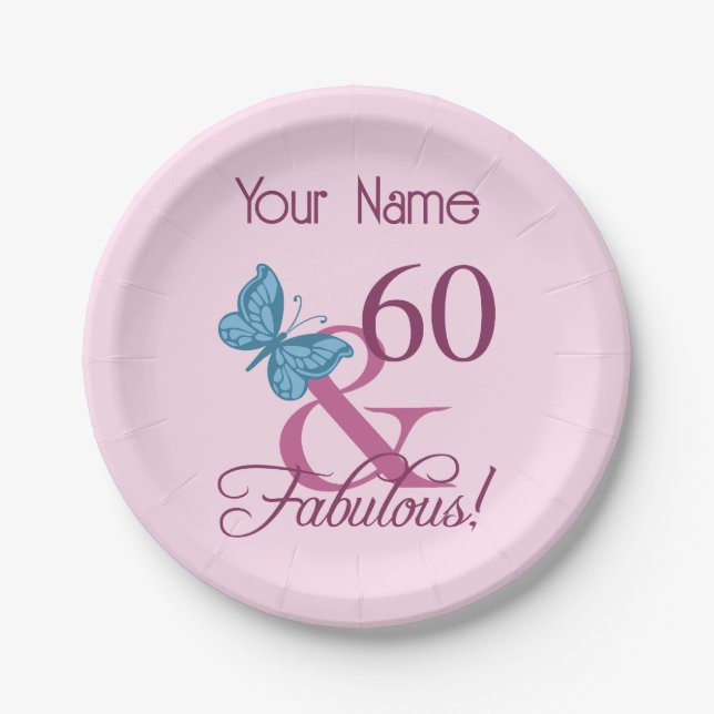 Fabulous 60th Birthday Paper Plate (Front)