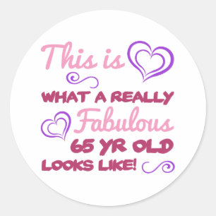 Fabulous 65th Birthday For Women Classic Round Sticker