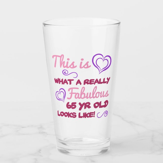 Fabulous 65th Birthday For Women Glass (Front)