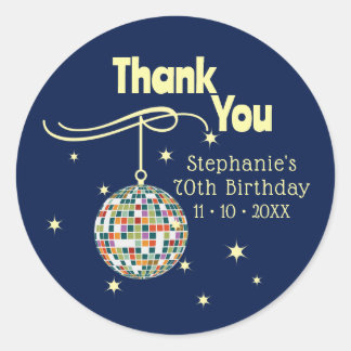 Fabulous 70th Birthday Groovy Retro Party Classic Round Sticker