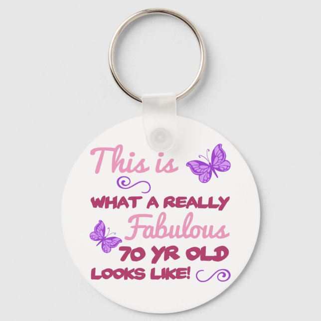 Fabulous 70th Birthday Keychain (Front)