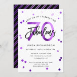 Fabulous 70th | Modern Chic Purple Birthday Party Invitation<br><div class="desc">Celebrate your fabulous 70th Birthday party with these modern,  elegant,  chic party invitations with brush hand lettering and purple / black design. Background colour can be changed under "customize further". Part of the "Fabulous 70th" collection.</div>