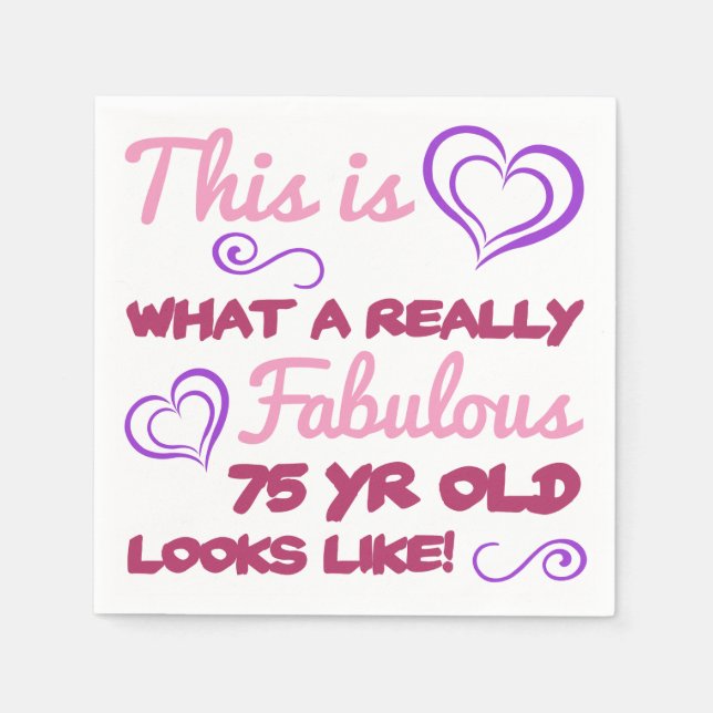 Fabulous 75th Birthday For Women Napkin (Front)