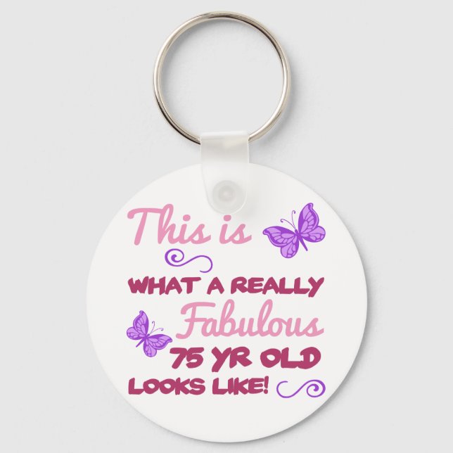 Fabulous 75th Birthday Keychain (Front)