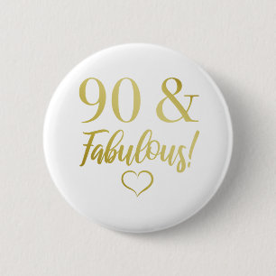 Fabulous 90th Birthday (Gold) 2 Inch Round Button