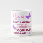 Fabulous 90th Birthday Large Coffee Mug<br><div class="desc">A stylish and cute design with black and a vibrant colour,  makes for a great birthday gift idea for women.</div>