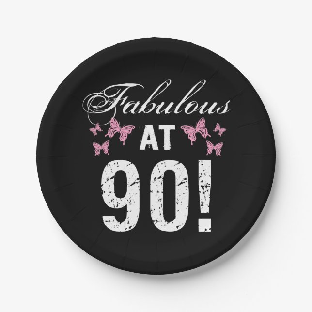 Fabulous 90th Birthday  Paper Plate (Front)
