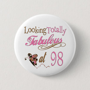 Fabulous 98th birthday 2 inch round button