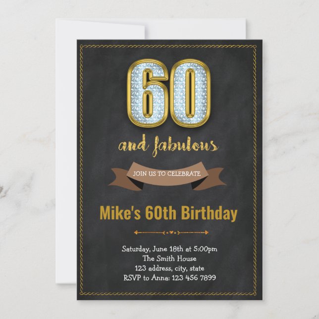 Fabulous adult 60th birthday invitation (Front)