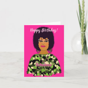 Fabulous African American Camouflage Birthday Card