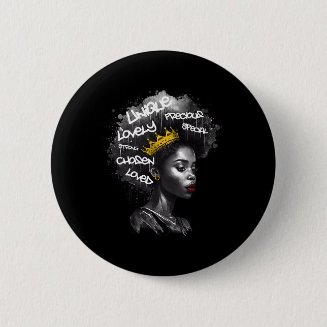 Fabulous Afro Black Woman With Empowering Words An 2 Inch Round Button (Front)