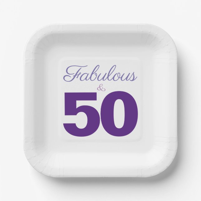 Fabulous and 50 Birthday Party Paper Plate (Front)