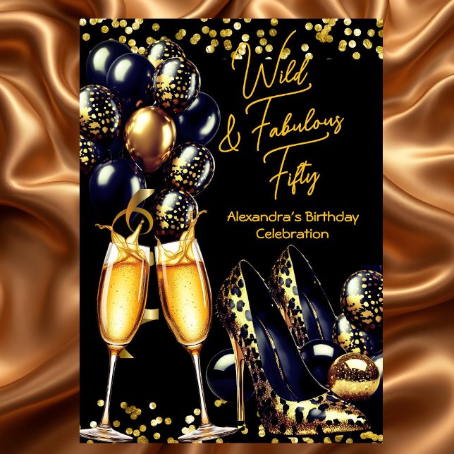 Fabulous Animal Print heels Champagne Birthday Invitation (Creator Uploaded)