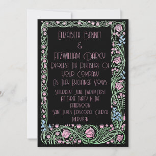 Fabulous Art Deco Craftsman Style Floral Design Invitation