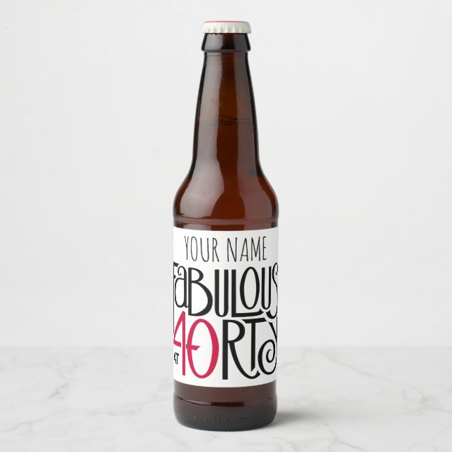 Fabulous at 40 red beer bottle label (Front)