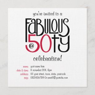 Fabulous at 50 red invitation