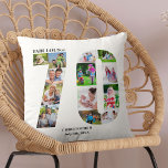 Fabulous at 70 Photo Collage 70th Birthday Custom Throw Pillow<br><div class="desc">Personalized 70th Birthday Gift. This custom decorative pillow has a neat photo collage shaped into a number 70 with dark grey typography. The wording reads "Fabulous @" along with your custom name and birth date (all of which you can edit or leave blank). The template is set up ready for...</div>