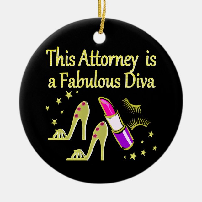 FABULOUS ATTORNEY DIVA DESIGN CERAMIC ORNAMENT (Front)