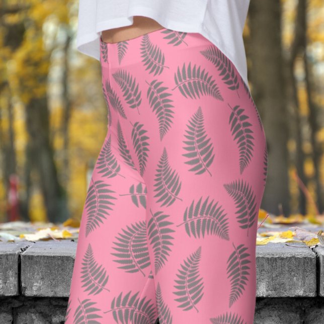 Fabulous Baker Pink Fern Pattern Leggings (Baker Miller Pink Fern Pattern Leggings)