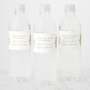 Fabulous beach wedding palm tree silhouette water bottle label
