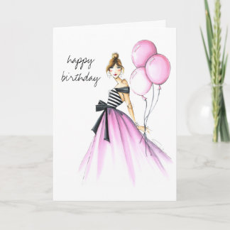 "Fabulous Birthday" Fashion Illustrated Birthday Card