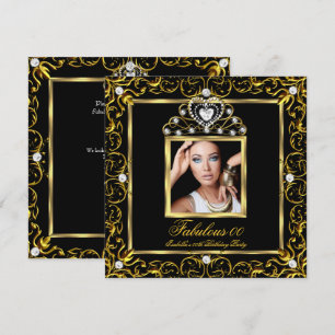 Fabulous Birthday Party Black Gold Tiara Invitation