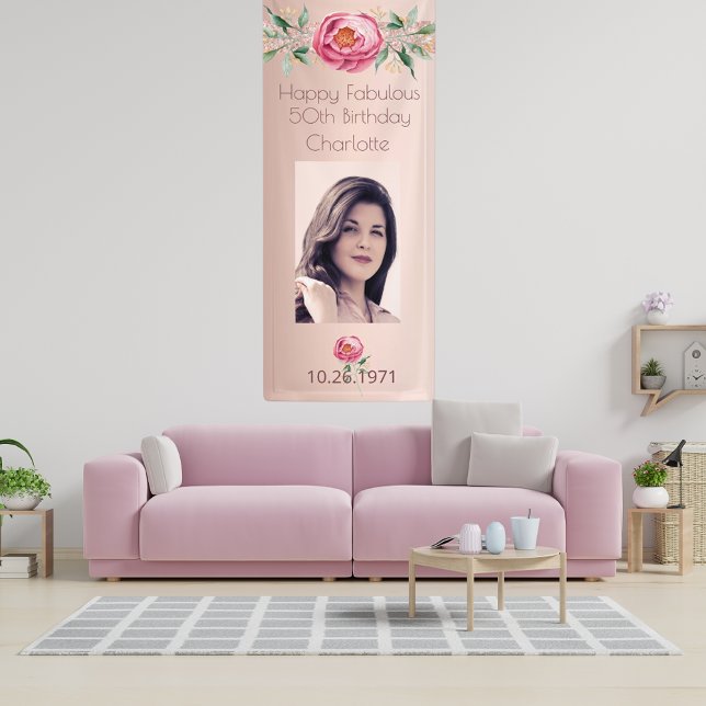 Fabulous birthday rose gold photo pink banner (Creator Uploaded)