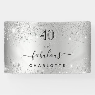 Fabulous birthday silver glitter dust name banner