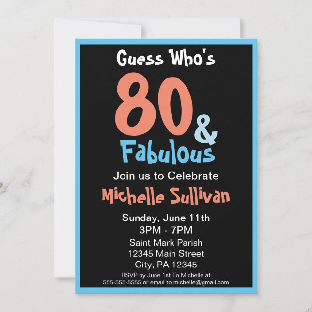 Fabulous Black Birthday Party Invitation (Front)