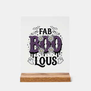 Fabulous Boo Halloween Vintage Ghost Shirt Design_ Acrylic Sign