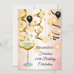 Fabulous Champagne Gold Pink Lights Invitation de 
