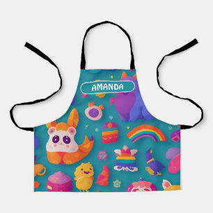Fabulous Creatures Rainbow Personalized Pattern Apron