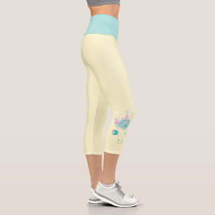 Fabulous Cute Unicorn Flowers Face 1 Capri Leggings