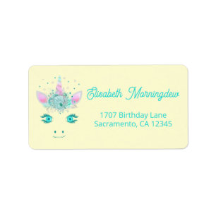Fabulous Cute Unicorn Flowers Face 1 Label