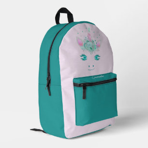 Fabulous Cute Unicorn Flowers Face 1 Printed Backpack