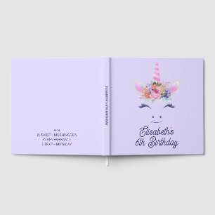 Fabulous Cute Unicorn Flowers Face 2 Guest Book