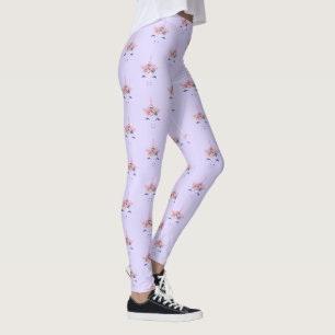 Fabulous Cute Unicorn Flowers Face 2 Leggings