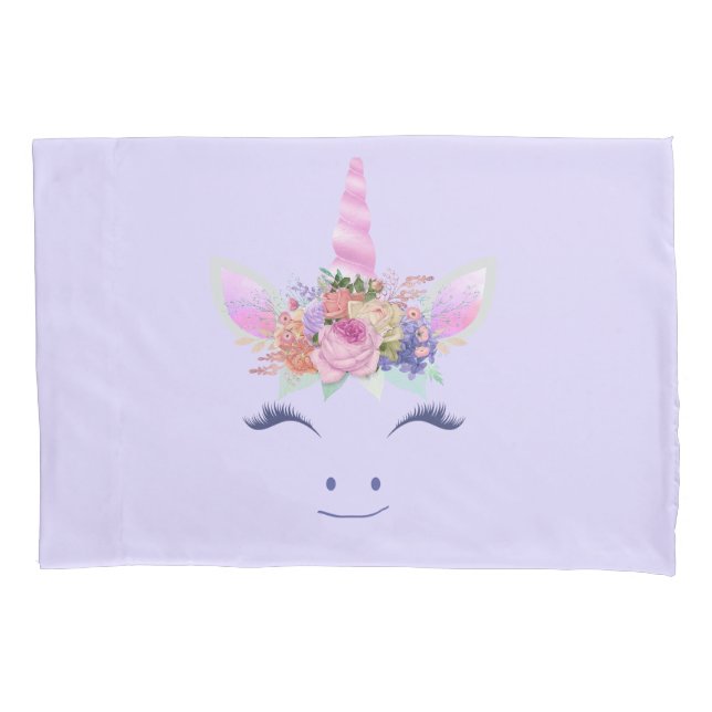 Fabulous Cute Unicorn Flowers Face 2 Pillowcase (Front)