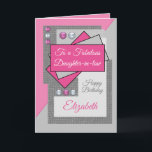 Fabulous daughter in law birthday pink grey card<br><div class="desc">Greeting card for a fabulous daughter-in-law.
Happy birthday.
Add her name and a message.
Pink and grey.</div>