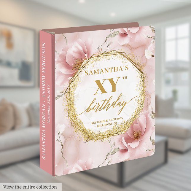 Fabulous Dusty Pink Gold Birthday Ring Binder (Fabulous Dusty Pink Gold Birthday Ring Binder

)