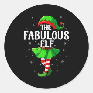 Fabulous Elf Christmas Girls Women Elf Squad Xmas  Classic Round Sticker