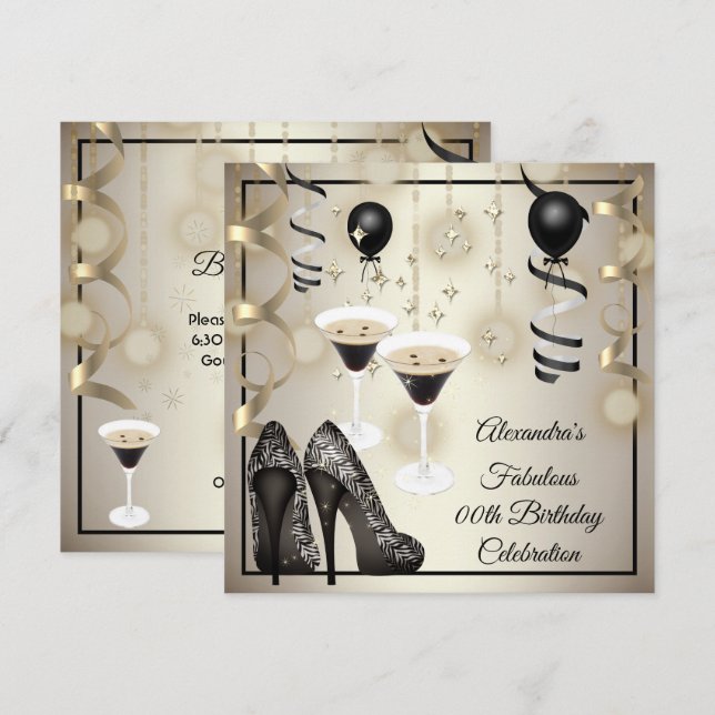 Fabulous Espresso Martini Heels Party Save The Date (Front/Back)