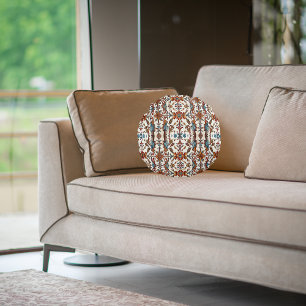 Fabulous Fall and Blue Round Pillow