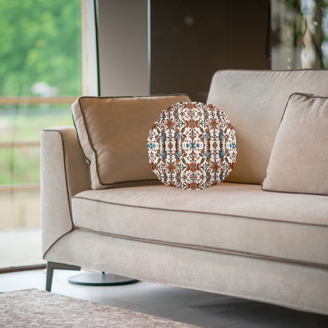 Fabulous Fall and Blue Round Pillow (Creator Uploaded)