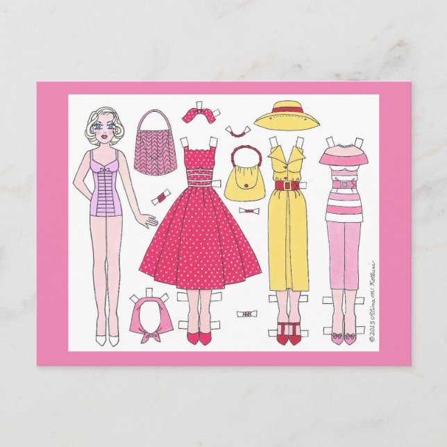 Fabulous Fifties: Marilyn Paper Doll Postcard (Front)